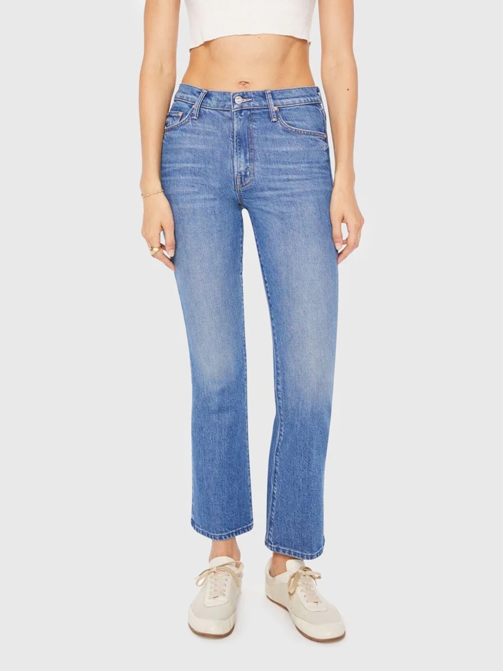 Mother denim the outsider flood blue mid rise narrow flare jeans size 27
